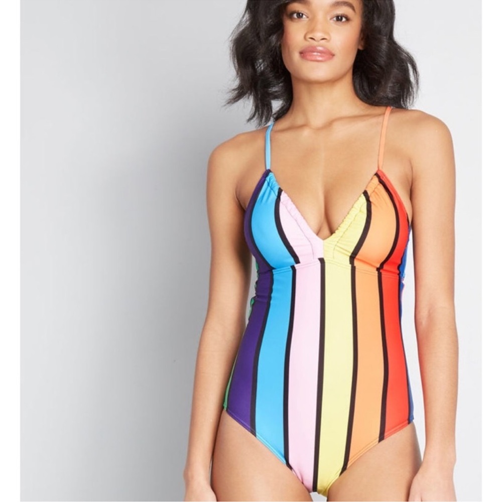 ModCloth Rainbow One-Piece Swimsuit